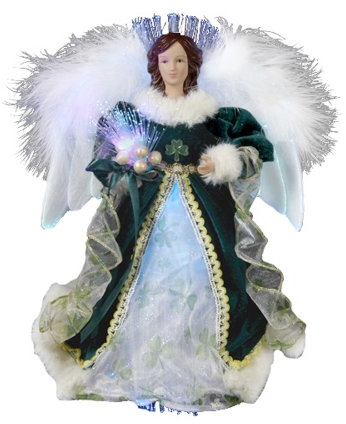 Kurt Adler 30,5 cm (12 Zoll) Glasfaseroptik Engel Irish Angel Weihnachtsbaumspitze Grün Winter Christbaumschmuck (Innenbereich)