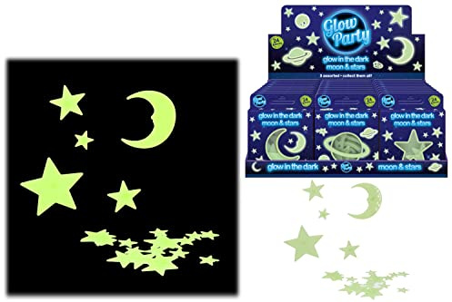 KandyToys Glow In The Dark Wall & Ceiling Stickers | 24 Pieces | Kids Bedroom Nursey Party Luminous Stickers