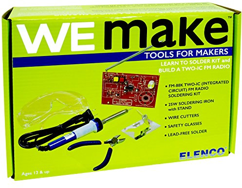 WEmake Kit de Soldadura de Radio FM con Herramientas | Soldador | Cortadores Laterales | Gafas de Seguridad | Soldadura sin Plomo | Gran Proyecto de Tallo
