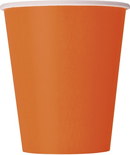 Unique Party- Paquete de 8 vasos de papel, Color naranja, 266 ml (3226)