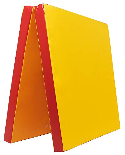 Grevinga Klappbare Turnmatte RG 35 – 200 x 100 x 6 cm – GELB/ROT - Made in Germany - Faltbare Gymnastikmatte für Fitness, Sport und Gymnastik, Rutschfest und Platzsparend, Weichbodenmatte