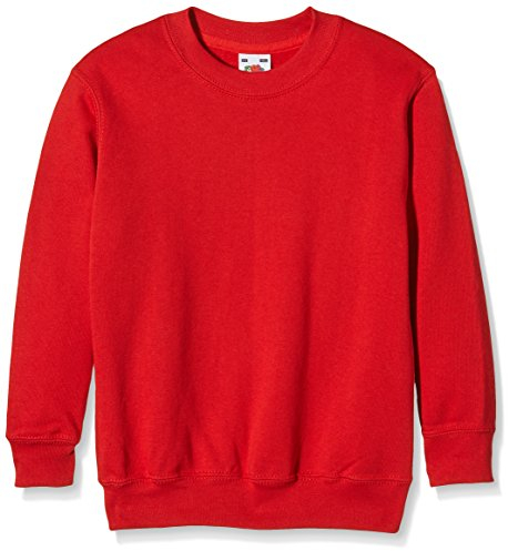 Fruit of the Loom Unisex Kids Set-In Classic Set-In Long Sleeve Sweater, Red (Rot - Rot), 7/8 years