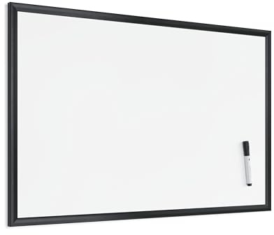 U Brands Magnetic Whiteboard 24 x 36, Black Wood Frame Dry Erase Board, Wall Mounted White Board for Office, Classroom, Home, Planning & Organization
