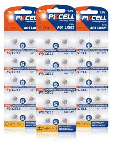 30PCS Ag1 Watch Batteries, PKCELL SR621SW AG1 364 363 LR621 1.5V Button Cell Watch Batteries