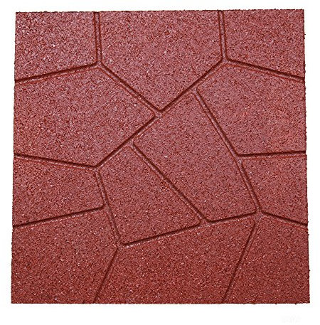 RevTime Dual-Side Garden Rubber Paver 16x16 for Patio Paver, Step Stone and Walk Way, Safety Rubber Tile Red (6 PCS per Pack)