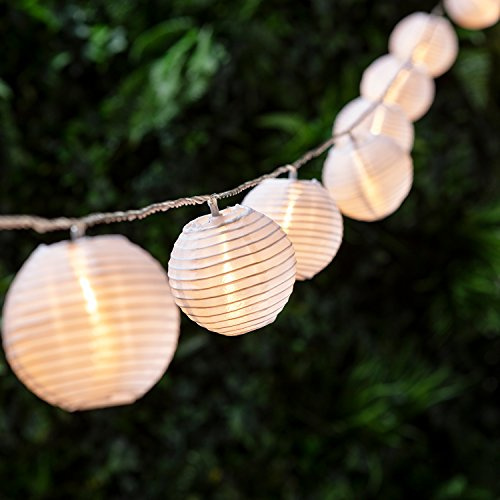 Lights4fun Guirlande Lumineuse LED Raccordable avec 40 Lampions Chinois Blancs pour Intérieur/Extérieur