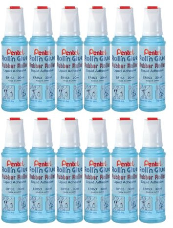 Pentel ER153-S Lot de 12 Colles liquides inodores et transparentes - Flacon Bleu - 30 ml