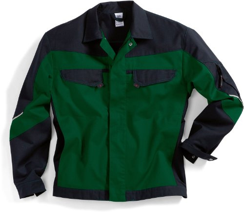 BP 1607-559-74-44/46n Arbeitsjacke, Verdeckter Reißverschluss und Taschen, 245,00 g/m² Stoffmischung, mittelgrün/schwarz, 44/46n