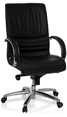 hjh OFFICE 600954 Chefsessel XXL F 200 Leder Schwarz, Bürostuhl bis 150 kg belastbar, gepolstert