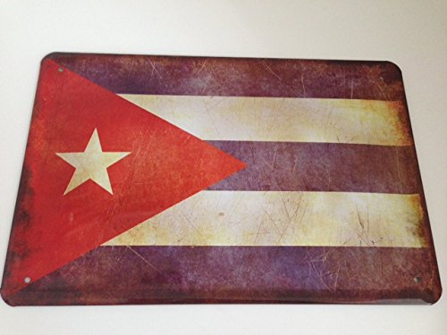 Blechschild Länder Fahne National Flagge Kuba Cuba 20x30 cm Deko Retro-Look 09