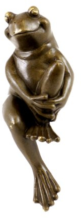 Kunst & Ambiente - Wiener Bronze - Lustige Tierfigur - Sitzender Frosch Figur - mit Bergmann Stempel - Bronzefigur - Frosch Skulptur