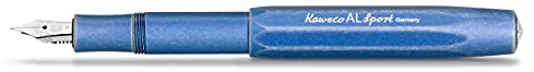 Kaweco AL SPORT Füllhalter Stonewashed Blue I Premium Füllfederhalter Füllhalter für Tintenpatronen mit hochwertiger Stahlfeder I Füllfederhalter 13 cm I Füller in Blau I Federbreite: BB (Extra Breit)