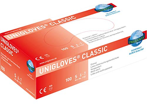 Unigloves, CLASSIC, Einmalhandschuhe *vorgepudert*, Größe S, (1x100 Stück)