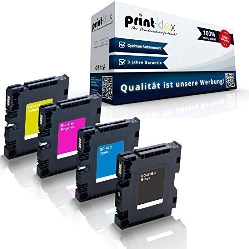 4X Print-Klex Druckerpatronen kompatibel für NRG Aficio SG 3100 SG 3110 DNW NRG SG 2100 SG 2100 N Black Cyan Magenta Yellow - GC-41K GC-41C GC-41M GC-41Y GC41K GC41C GC41M GC41Y - Office Line Serie