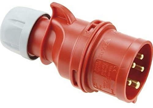 SiRoX CEE-Stecker IP44 | 5-polig, 400 V, 16 A, 6 h | Robuste Industrie-Steckvorrichtung | PA6-Gehäuse | Kupfer-Zink-Kontakte | Für Baustellen & Werkstätten