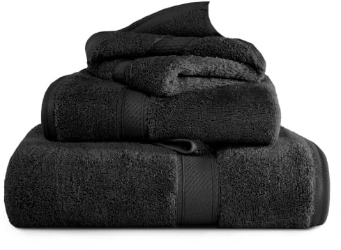 Superior Egyptian Cotton Ultra Plush & Absorbent, 3 Piece Set, Black