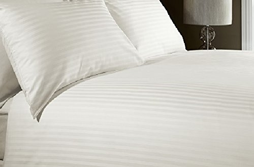 viceroy bedding 400 Thread Count SUPER KING BED SIZE SATIN STRIPE CREAM 100% Egyptian Cotton Jacquard Duvet Cover With Pair of Pillowcases