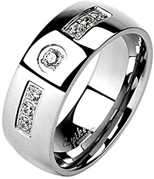 Paula & Fritz® Ring aus Edelstahl Chirurgenstahl 316L Silber 8mm breit mit EIN...
