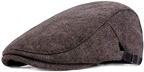 Mens Classic Newsboy Cap Ivy Gatsby Duckbill Hat Adjustable Cabbie Cap (Coffee)