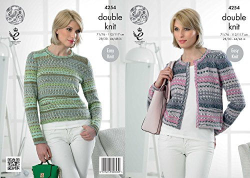 King Cole Ladies Double Knitting Pattern Womens Round Neck Sweater & Cardigan Drifter DK (4254) by King Cole