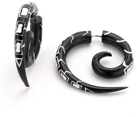 81stgeneration Natur Aztec Tribal Tattoo Horn Spirale Ohrringe Paar