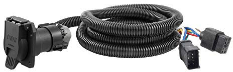 CURT 56071 7-Foot Fahrzeug Side Truck Bed 7-Pin Anhänger Kabelbaum Verlängerung Select Dodge Ram 1500, 2500, 3500, Dakota schwarz