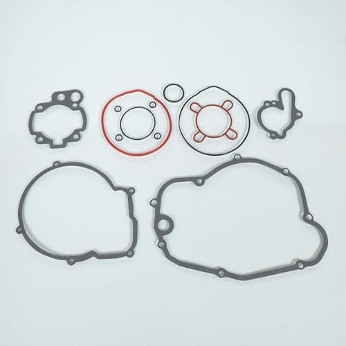 Lote de juntas para motor Replay de moto Minarelli 50 AM6 2000, contiene una junta de cárter motor, una junta para cárter de embrague, una junta de place base, una junta de culata, una junta de tubo de escape y una junta de bomba de agua