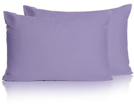 Rohi Cotton Blend Pillowcases 2 Pack - Easy Iron Bed Pillow Cover Pack of 2 - Cool and Comfortable Pillowcase (50 x 75 cm, Pillowcases, Lilac)