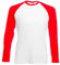 Fruit of the Loom Long Sleeve Baseball Tee Contrast Long Sleeve T-Shirt, Multi-Coloured - White/Red, Medium