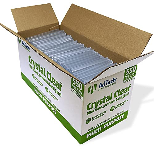 AdTech Hot Glue Sticks, 4 Inch Mini Size, Clear (550 Sticks) | Multi-Temperature, Quick Bonding for Crafting, DIY & School Projects | Fits Mini Glue Guns | Made in the USA