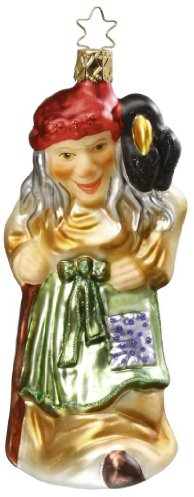Christbaumschmuck Glas 14cm Hexe mundgeblasen handbemalt Märchen Baba Jaga Weihnachtskugeln bunt