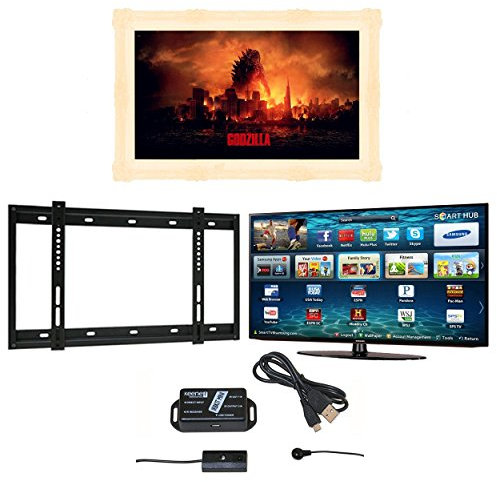 Frame Your TV Cream 32 inch Surrey Vintage Style Handmade Mirror TV Frame with Wall Bracket and InfraRed Extender and Samsung Smart LED 4K Television