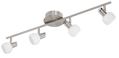 EGLO LED Deckenlampe Sesto 2, Deckenleuchte, Lampe Decke | Stahl in nickel-matt, chrom, Glas satiniert in weiß lackiert warmweiß