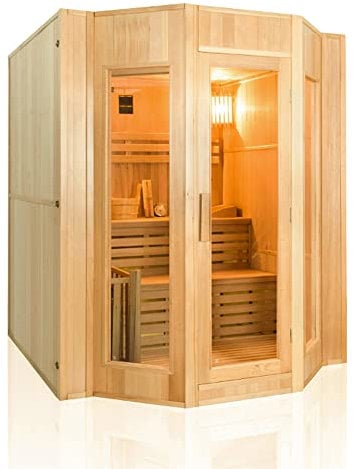France Sauna - SN-ZEN4PK - Sauna Vapeur Zen - Poêle et Pierre Inclus - Puissance 6 KW - 4 Places Pack Complet, Bois