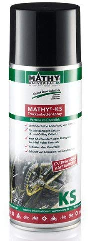 MATHY-KS Trockenkettenspray (400 ml) - Allwetter-Kettenspray zum Schutz & Pflege von Motorrad- und Fahrradketten - Haftschmierstoff mit Langzeitwirkung - Staub- und wasserabweisend - Korrosionsschutz