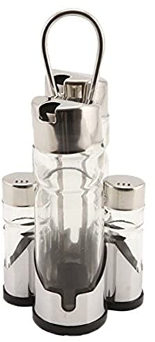 Genware NEV-4017 Oil/Vinegar and Cruet Set with Stand (Pack of 5)