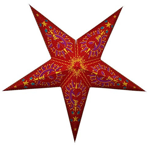 Freak Scene Papierstern - Weihnachtsstern - Stern 5zackig rot-bunt gemustert - 60 cm
