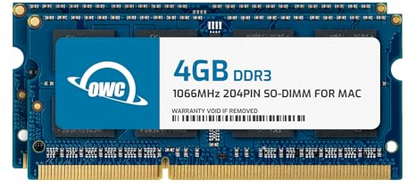OWC Kit di aggiornamento Memoria 204 Pin PC8500 DDR3 da 1066 MHz a 8 GB (2 X 4 GB), (OWC8566DDR3S8GP), per MacBook PRO, MacBook, Mac Mini e iMac