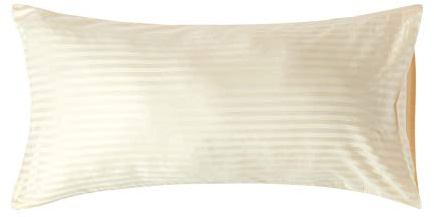 HOMESCAPES Pastel Yellow Pure Egyptian Cotton King Size Pillowcase 330 TC 500 Thread Count Percale Equivalent Satin Stripe Housewife Pillow Case