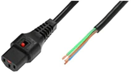 IEC Lock PC1025 Elektrokabel, schwarz, 2 m, C13-Kupplung – Stromkabel (2 m, männlich, C13-Koppler, schwarz)