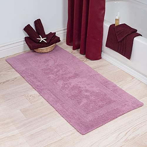 Lavish Home Reversible Long Bath Mat, Pink, 60” x 24”