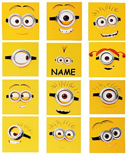 alles-meine.de GmbH 12 TLG. Set große Fensterbilder - Minnion - Ich einfach unverbesserlich/lustige Gesichter/Kacheln - incl. Name - Sticker Fenstersticker Aufkleber ..
