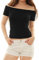 Allegra K Women's Short Sleeves Off The Shoulder Basic Solid Crop Top Black 12