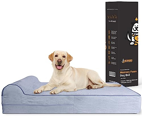 KOPEKS Orthopädisches Hundebett aus Memory-Schaum mit Kissen und wasserdichtem Futter & Anti-Rutsch-Boden