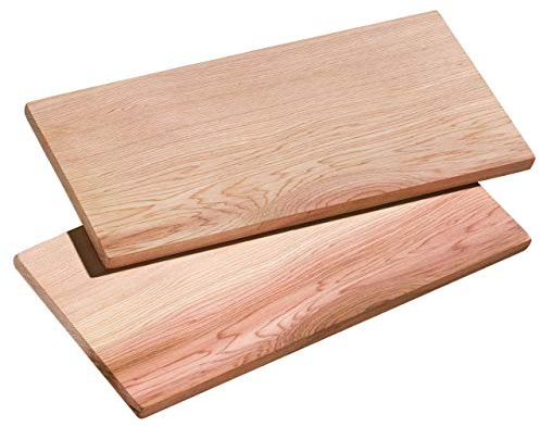 KÜCHENPROFI SMOKY Grillbrett 2er-Set, Zedernholz, wiederverwendbar | Räucherbrett, für Fisch, Fleisch und Gemüse, intensives Raucharoma, naturbelassenes Zedernholz, 2er-Set