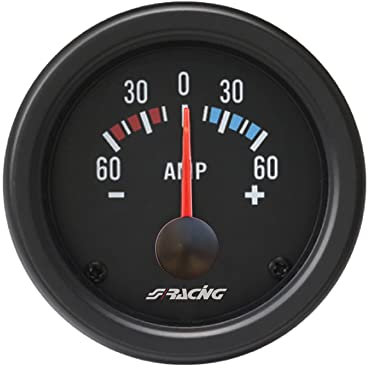 Simoni Racing AM/B Black line Amperometro elettrico, Universale per Auto o Camion, con Display Retroilluminato Led Bianco
