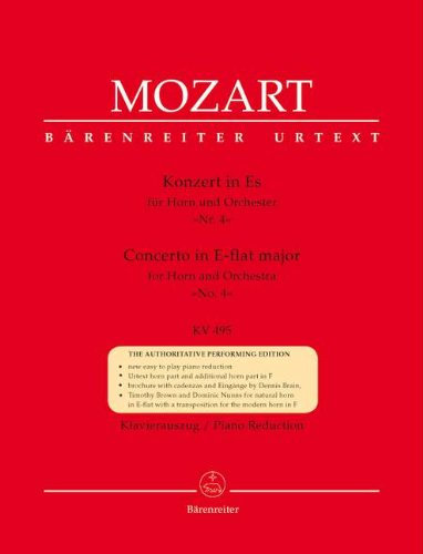 KGA Verlags-Service GmbH & Co.KG Bärenreiter Verlag Konzert 4 ES-DUR KV 495 - HRN ORCH - arrangiert für Waldhorn - Klavier [Noten/Sheetmusic] Komponist : Mozart Wolfgang Amadeus