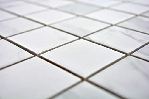 Piastrelle a mosaico quadrato bianco e carrara effetto piastrelle in ceramica 1 tappetino