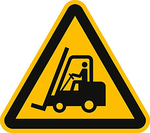 Schild Warnung vor Flurförderzeugen 20cm sl Alu gemäß ISO 7010, W014