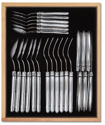 New Laguiole 24pc Cutlery Set in Tray (Stainless Steel)